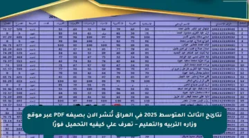 نتائج الثالث المتوسط 2025 في العراق تُنشر الآن بصيغة PDF عبر موقع وزارة التربية والتعليم – تعرف على كيفية التحميل فورًا